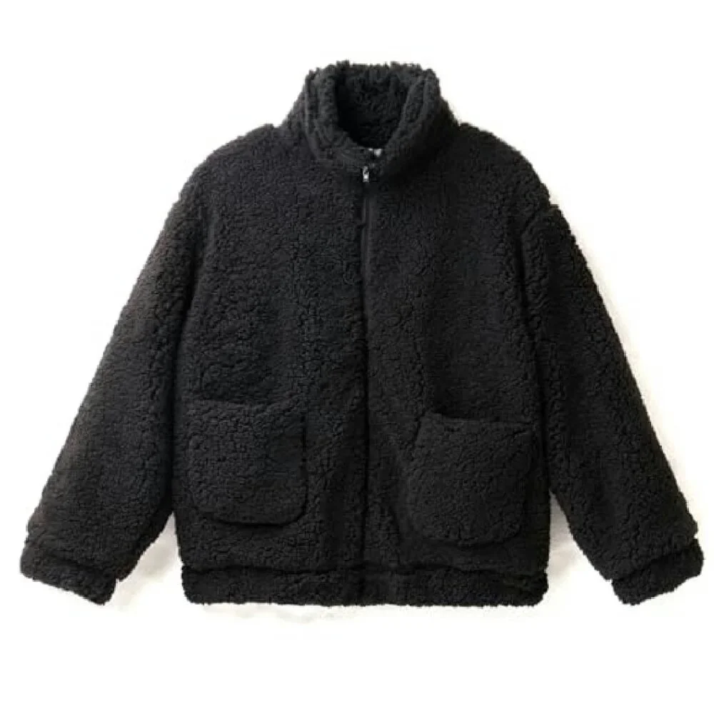 Women's Oversized Fleece Jacket Sherpa Zip Up Winter Faux Fur Coat